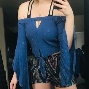 Cropped Bell Sleeve Shirt